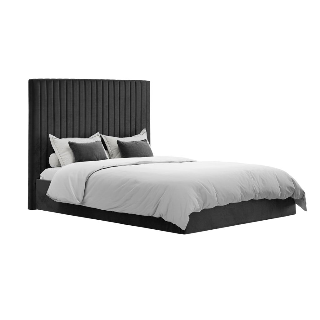 Munich Tall Velvet Ottoman Double Bed Frame - BERTBLA4.6* - Uneeka
