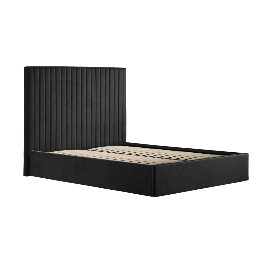 Munich Tall Velvet Ottoman Double Bed Frame - BERTBLA4.6* - Uneeka