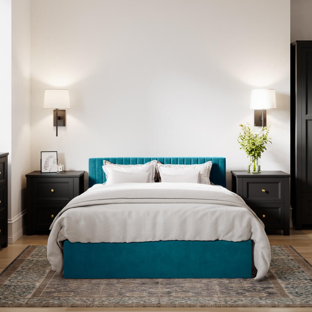 Munich Teal Ottoman Bed Frame - BERLINTEA4.6* - Uneeka