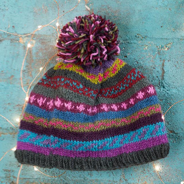 Mutli Colour Pom Pom Beanie - H396 - Uneeka