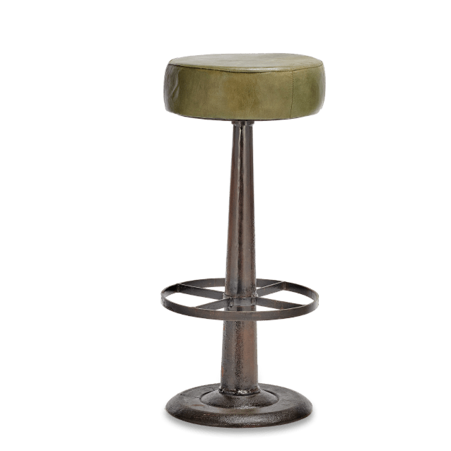 Narwana Leather Round Stool Green - NS2601 - Uneeka