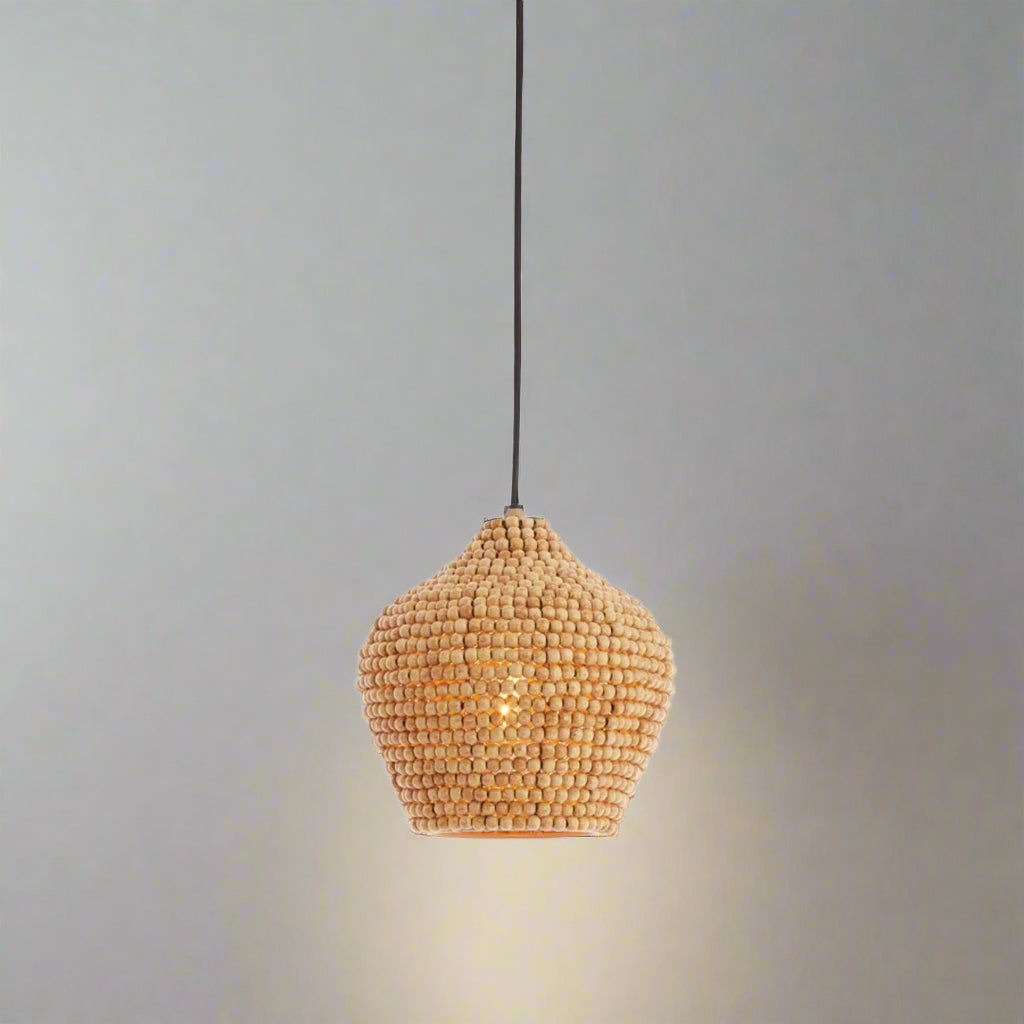 Natural Beads Bell Shape Pendant Lampshade - 2984282 KALENGA - Uneeka