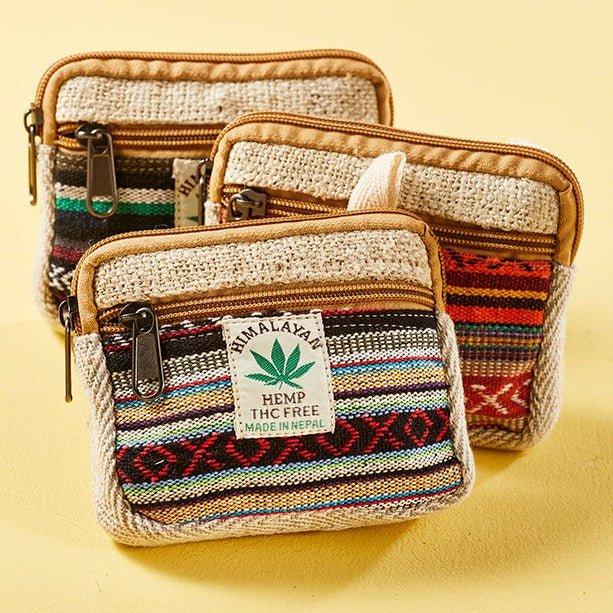 Natural Hemp & Gheri Zip Purse - P53 - Uneeka