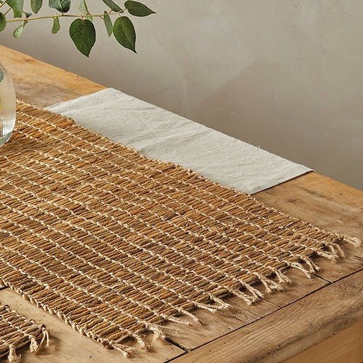 Natural Hyacinth & Jute Table Runner - WHCR - Uneeka