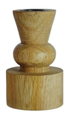 Natural Mango Wood Hand Carved Candlestick/Holder - NA2255 - STYLE2 - Uneeka