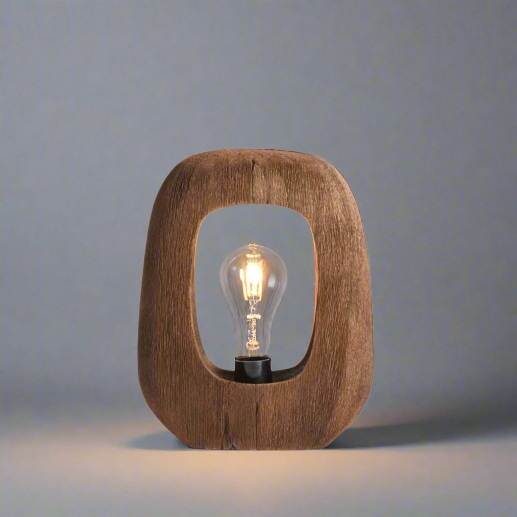 Natural Mango Wood Square Table Lamp - 7041064 - Uneeka