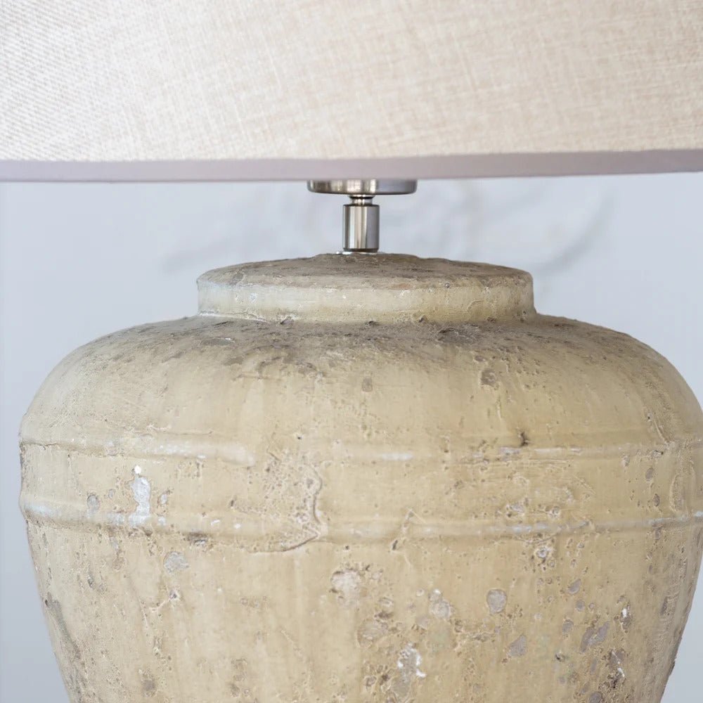 Natural Toned Ceramic Table Lamp with Taupe Shade - YH6105 - Uneeka