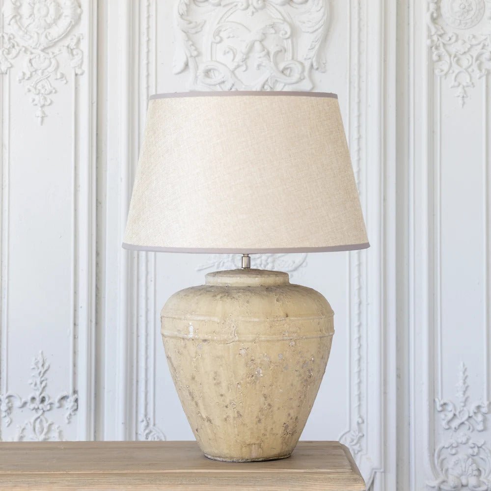 Natural Toned Ceramic Table Lamp with Taupe Shade - YH6105 - Uneeka