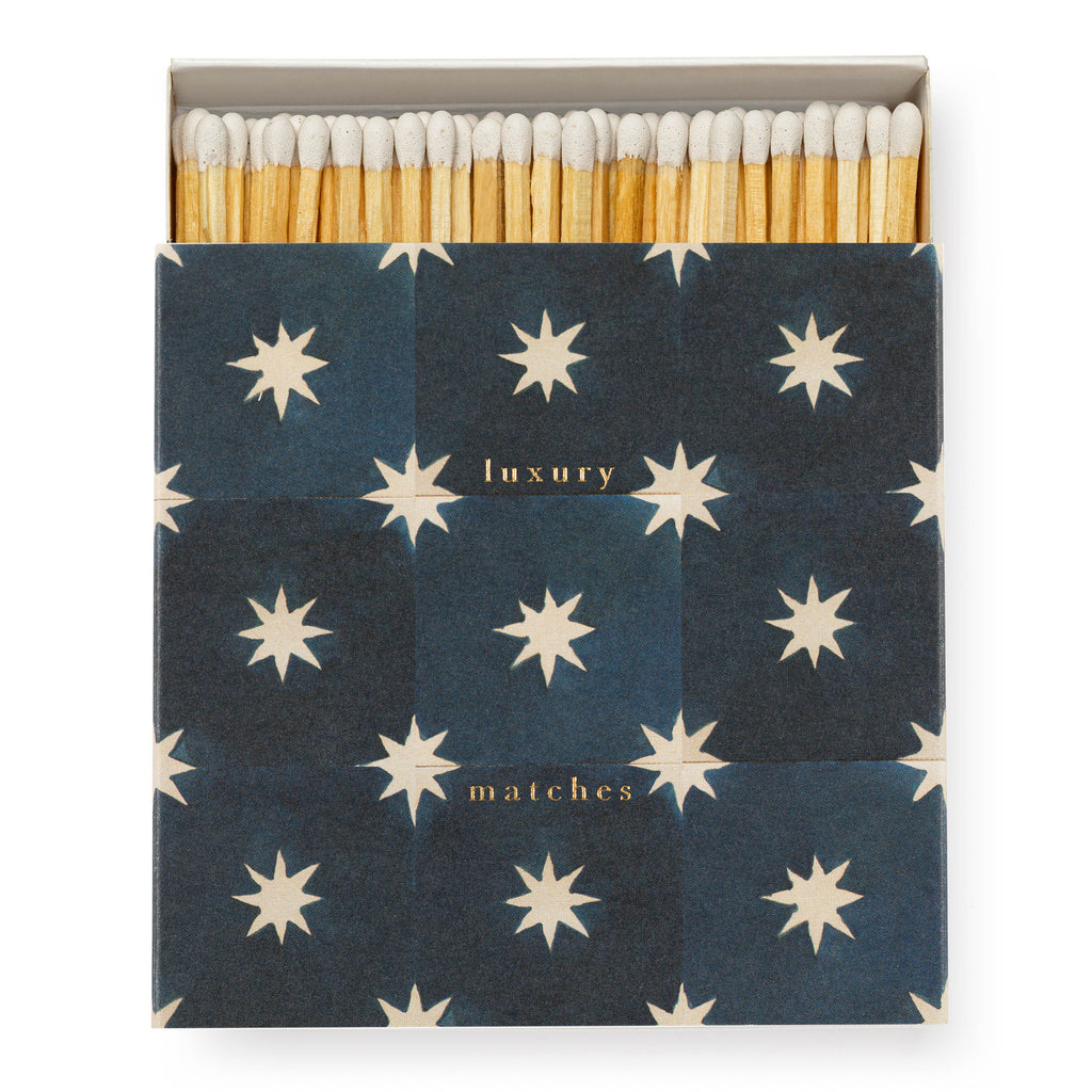 Navy Star Tile Design Box Of Matches - B303 - Uneeka