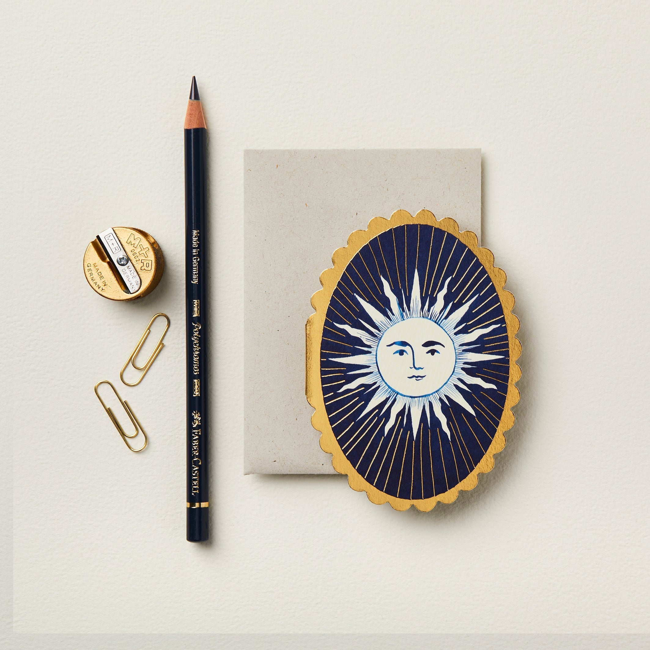 Navy & White Sun Mini Greetings Card - WAN MC12 - Uneeka