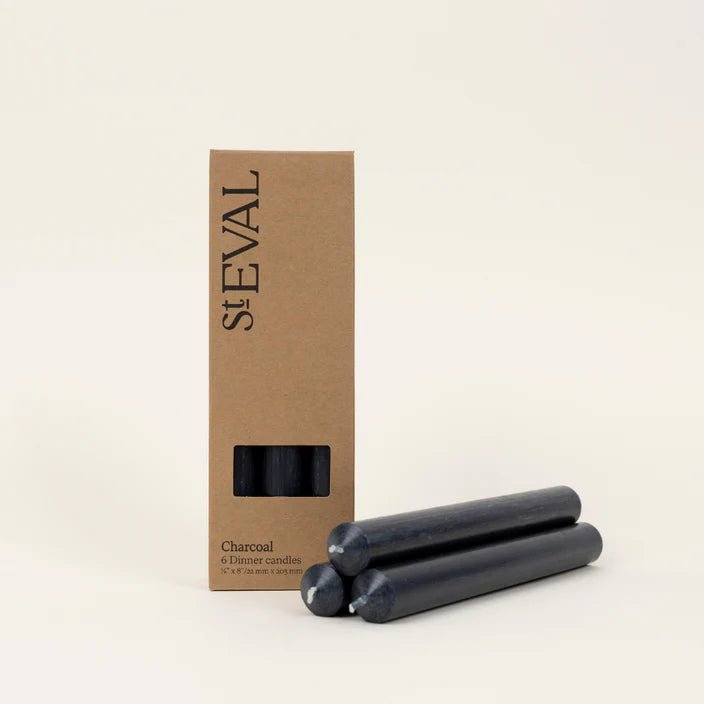 St Eval Gift Pack Dinner Candles Charcoal - F00203 - Uneeka
