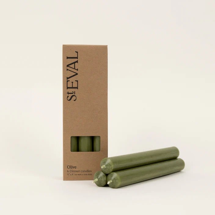 St Eval Gift Pack Dinner Candles Olive Green - F00521 - Uneeka