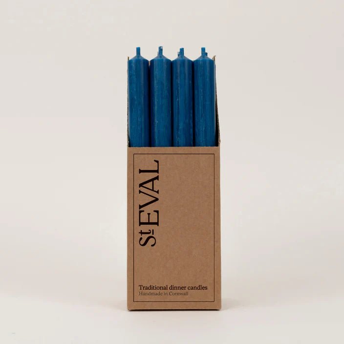 St Eval Single Dinner Candle Bedruthan Blue - F00048 - Uneeka