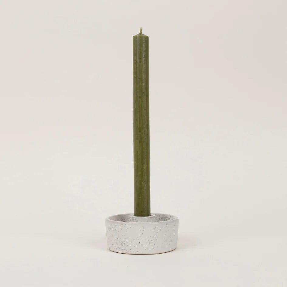 St Eval Single Dinner Candle Olive Green - F00054 - Uneeka