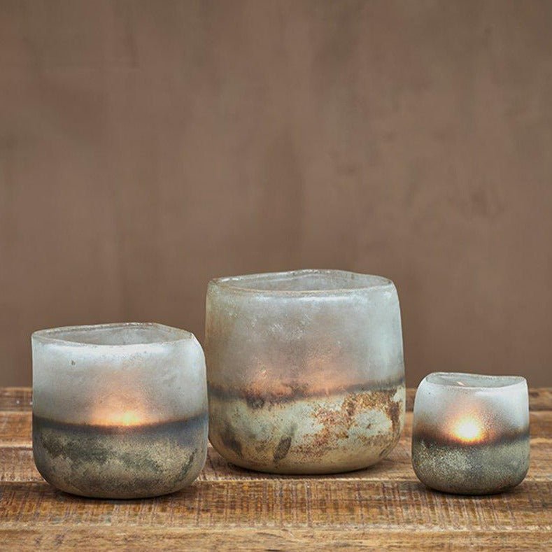 Ngolo Aged Smoke Tealight Holder - NT4401 - Uneeka