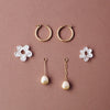 Nina Flower Charm Mismatched Drop Earrings - LE220909E - Uneeka