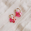 Nina Raspberry Flower Gold Hoops - LE221107E - Uneeka