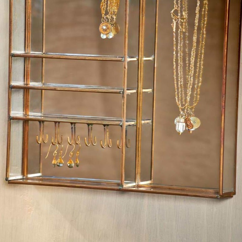 Small Bequai Antique Brass Wall Hung Jewellery Box Nkuku close up