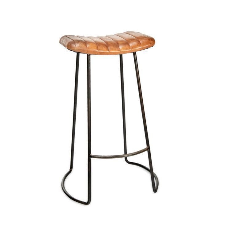 Nkuku Narwana Ribbed Leather Stool - NS1102 - Uneeka