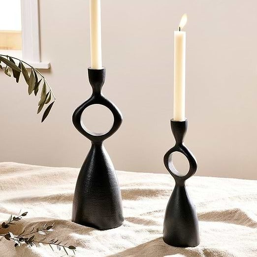 Ooty Black Candlestick Holder Nkuku small and large, sold individually