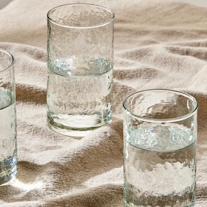 Nkuku Yala Hammered Clear Highball Glass - YH0101 - Uneeka