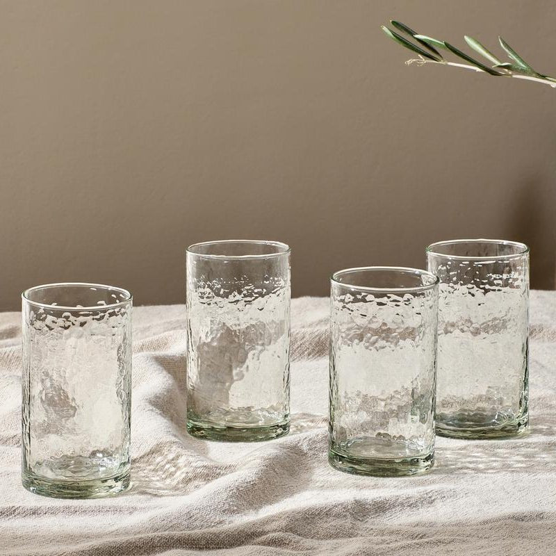 Nkuku Yala Hammered Clear Highball Glass - YH0101 - Uneeka