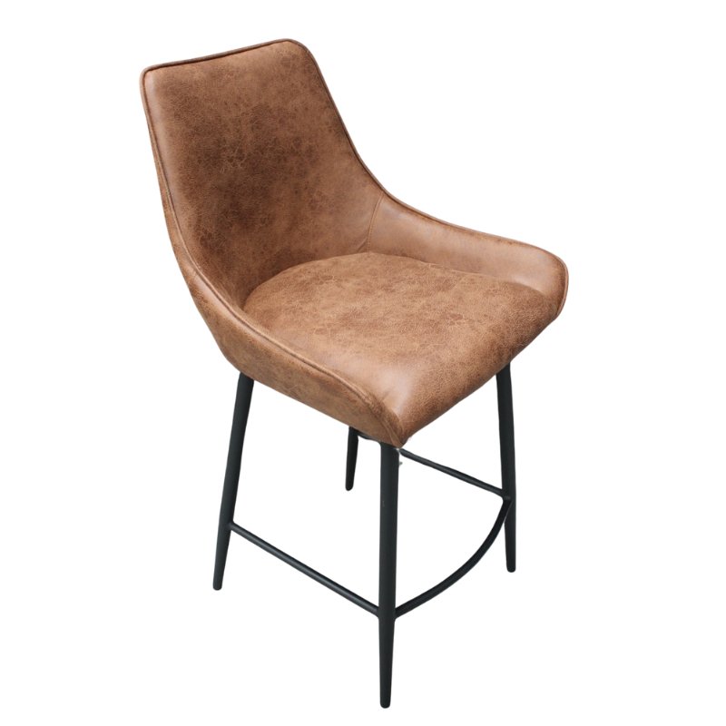 Noah Vegan Brown Leather Bar Stool - VLA202 - Uneeka