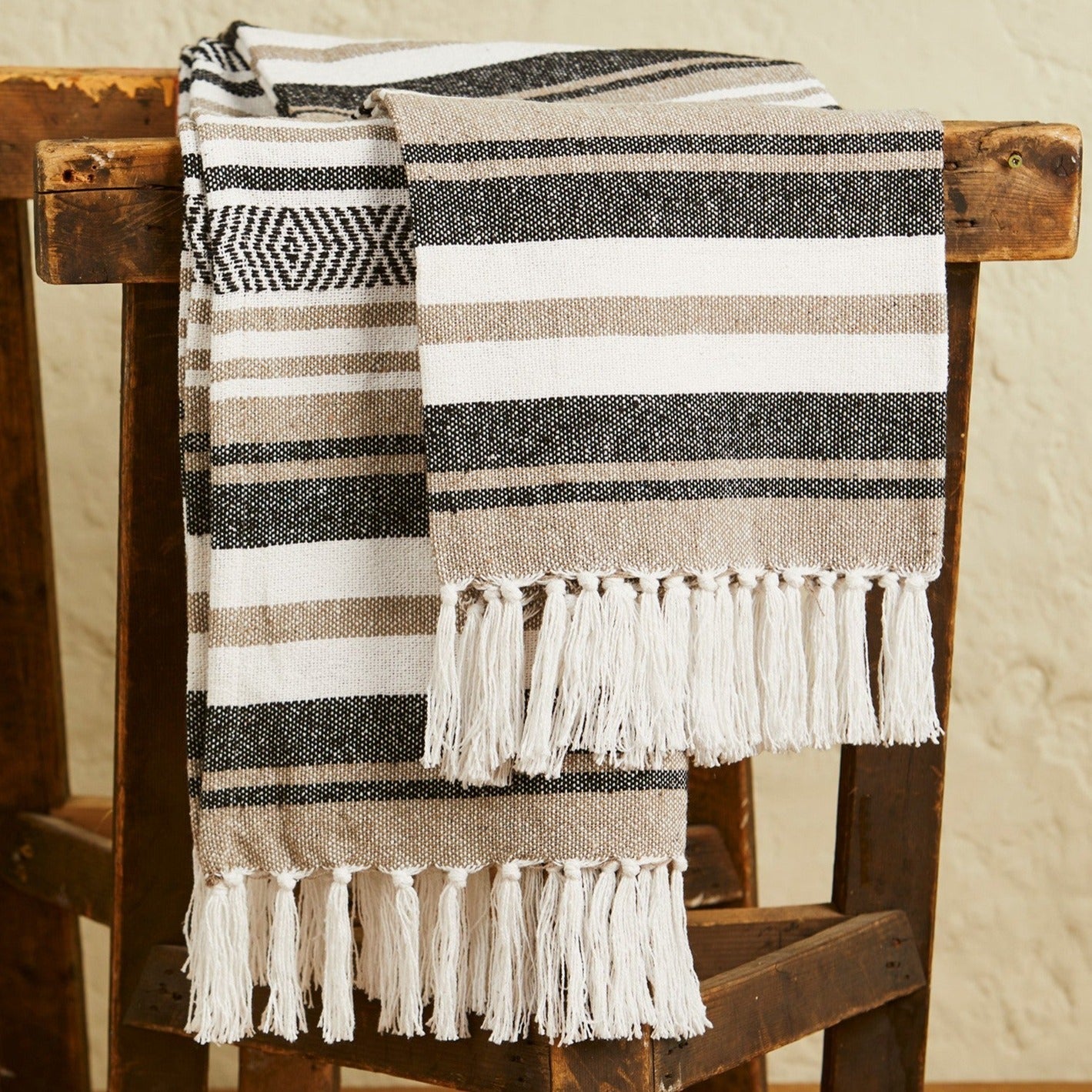 Non Uniform Stripe Recycled Throw - TH103FGY - Uneeka