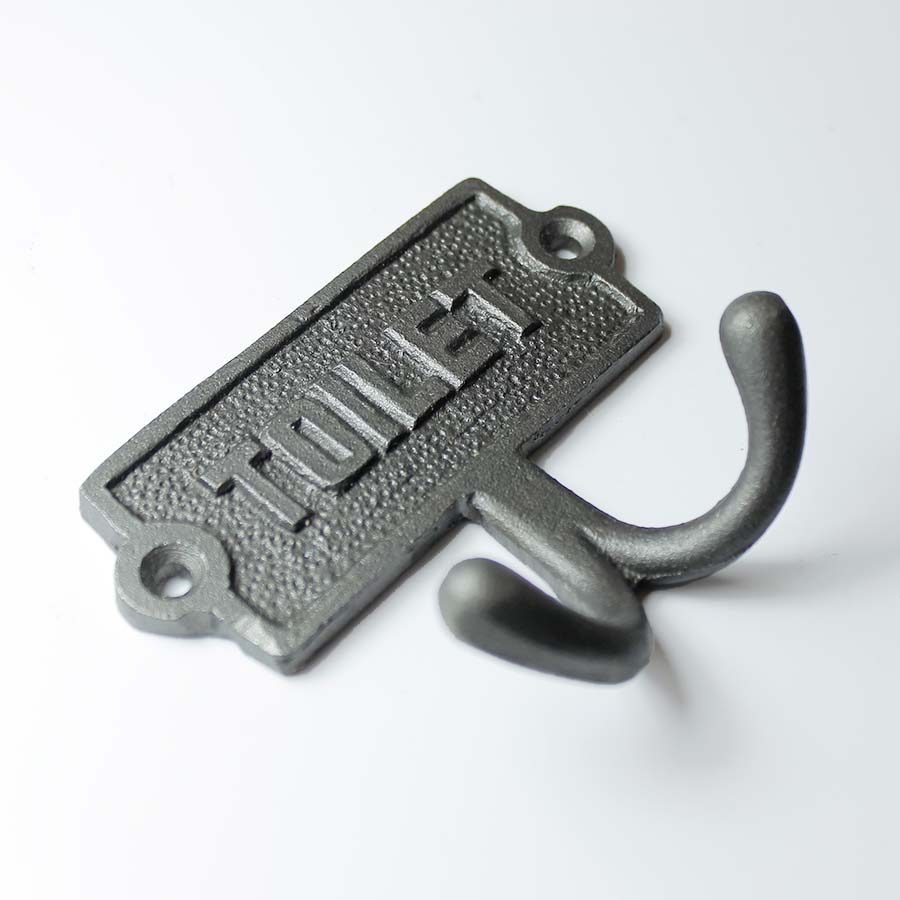 Novelty Iron Toilet Plaque with Double Robe Hook - F142.AB - Uneeka
