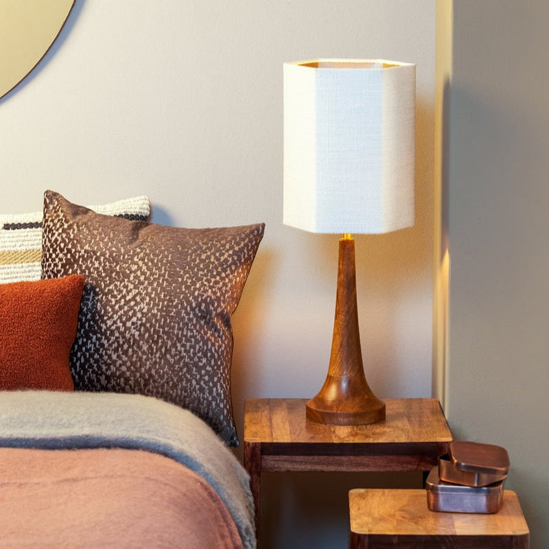 Oiled Brown Wooden Lamp Base - 7038683 - Uneeka