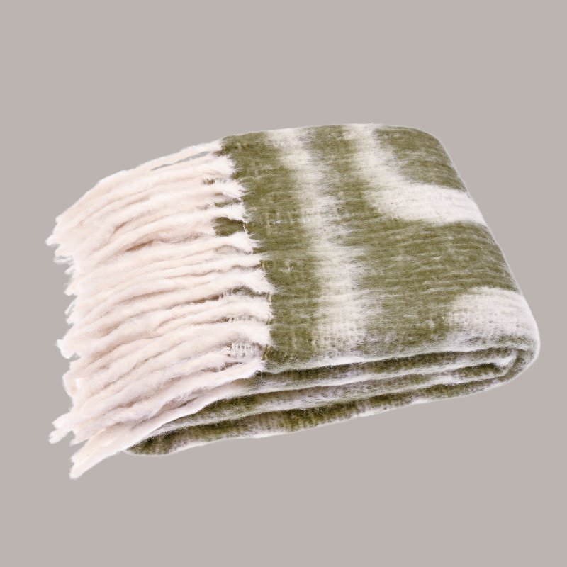 Olive Abstract Tassel Edge Throw - LATO - Uneeka