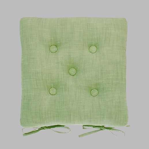 Olive Chambray Seat Pad with Ties - CHMSPO - Uneeka