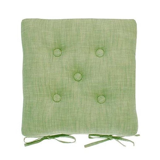 Olive Chambray Seat Pad with Ties - CHMSPO - Uneeka