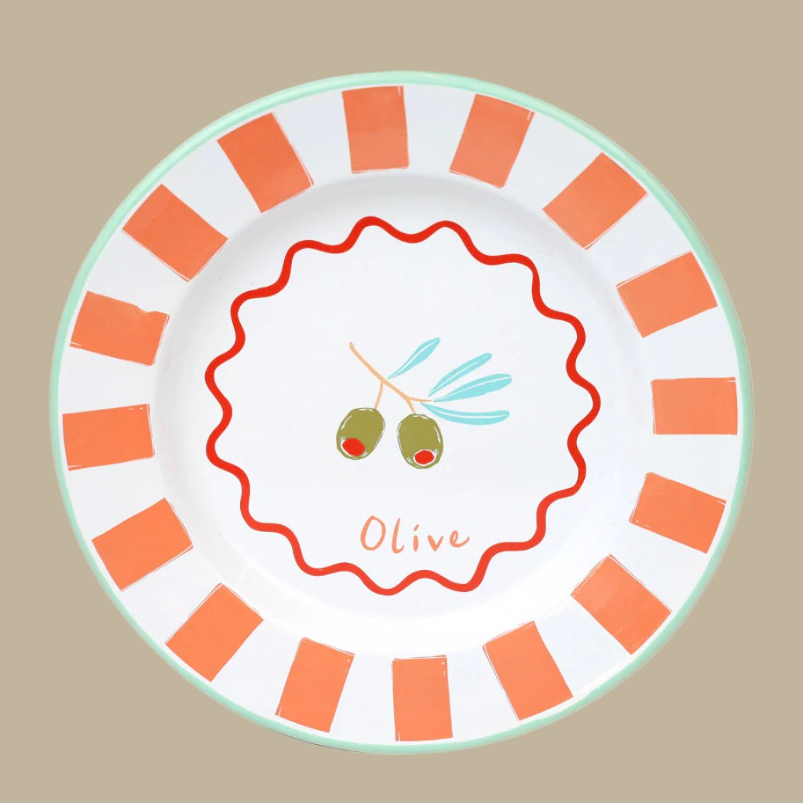 Olive Enamel Dinner Plate - ENML - PLATE - OLIVE - 25 - Uneeka