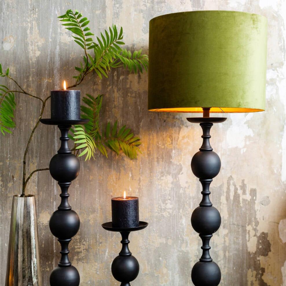 Olive Green Velvet Cylinder Shade - 2218058 - Uneeka