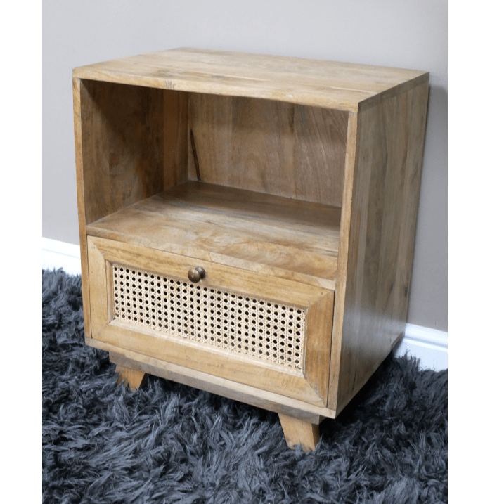 One Drawer & One Shelf Mango Wood Bedside Table - 9765 - Uneeka