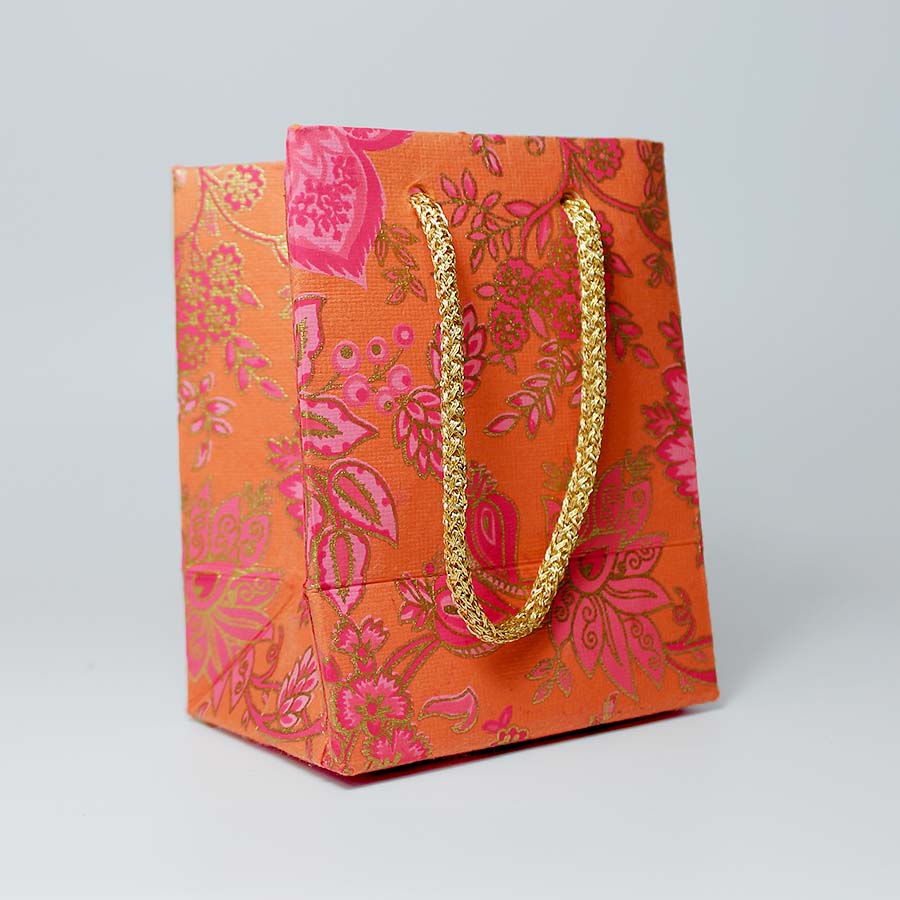 Orange Floral Gift Bags - GBG4004OR - mi - Uneeka