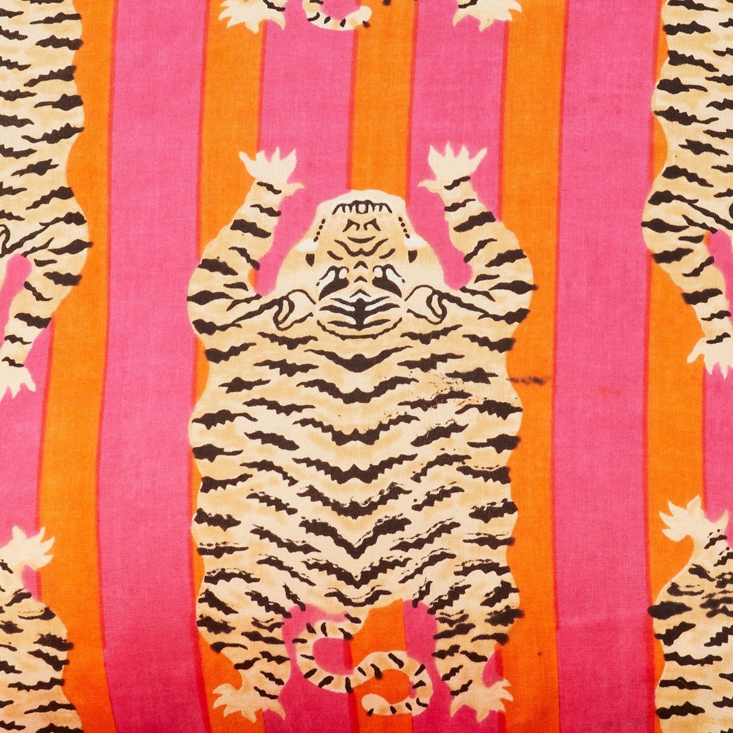 Orange & Pink Stripe Tiger Cushion - CC3 - Uneeka