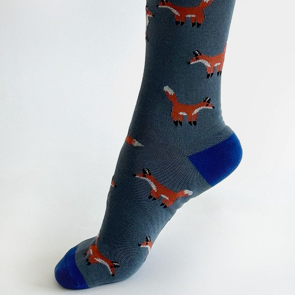 Oriel Fox Print Bamboo Socks - SPM992 - LBLUE - Uneeka