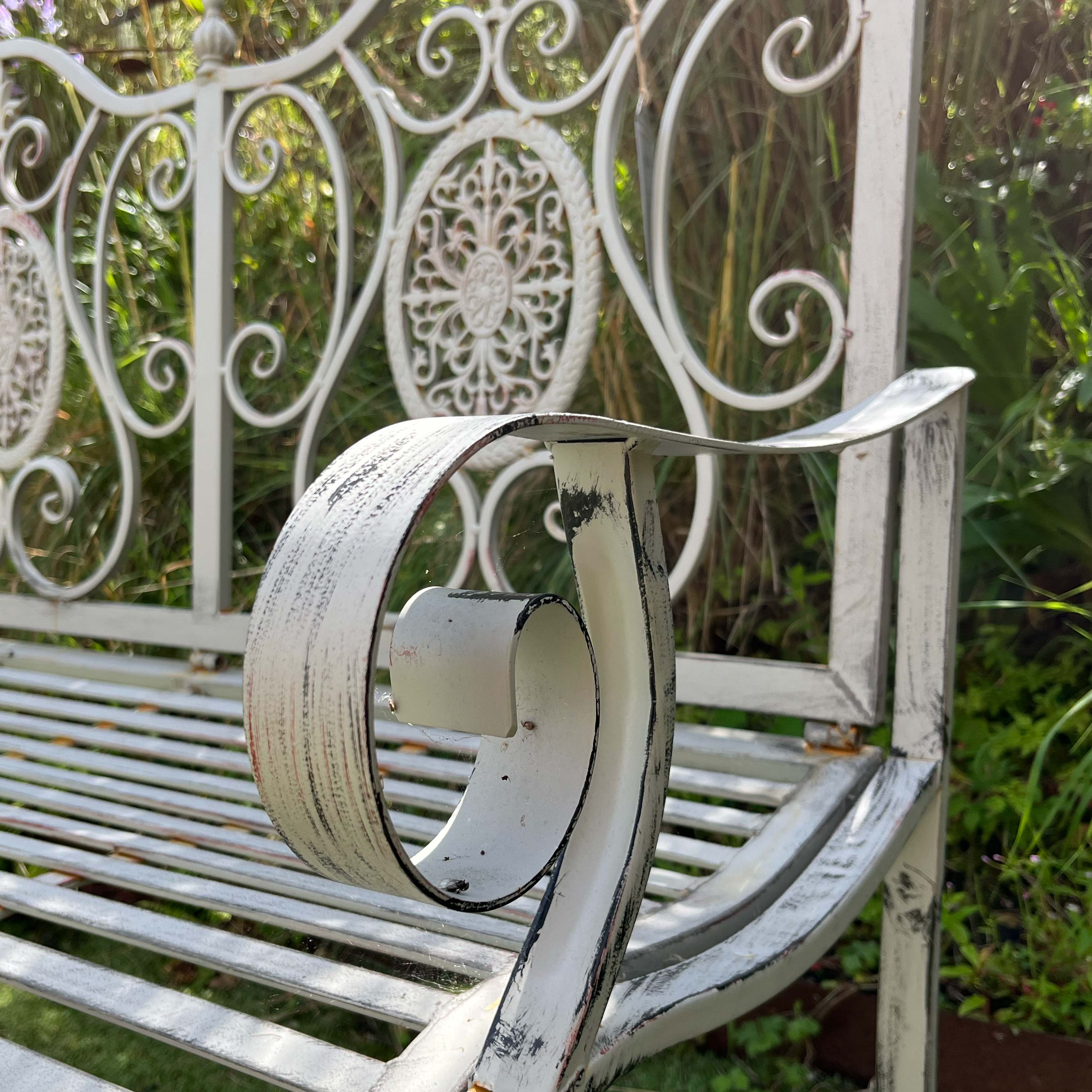 Ornate Light Grey Outdoor Bench - 4844 - Uneeka