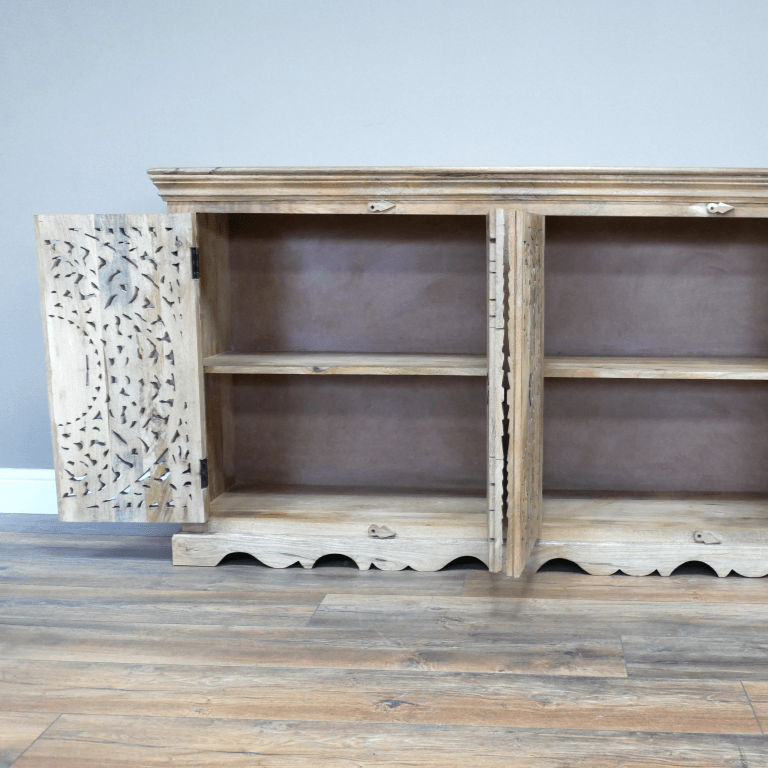 Ornate Mango Wood Carved Four Door Sideboard - 9712 - Uneeka