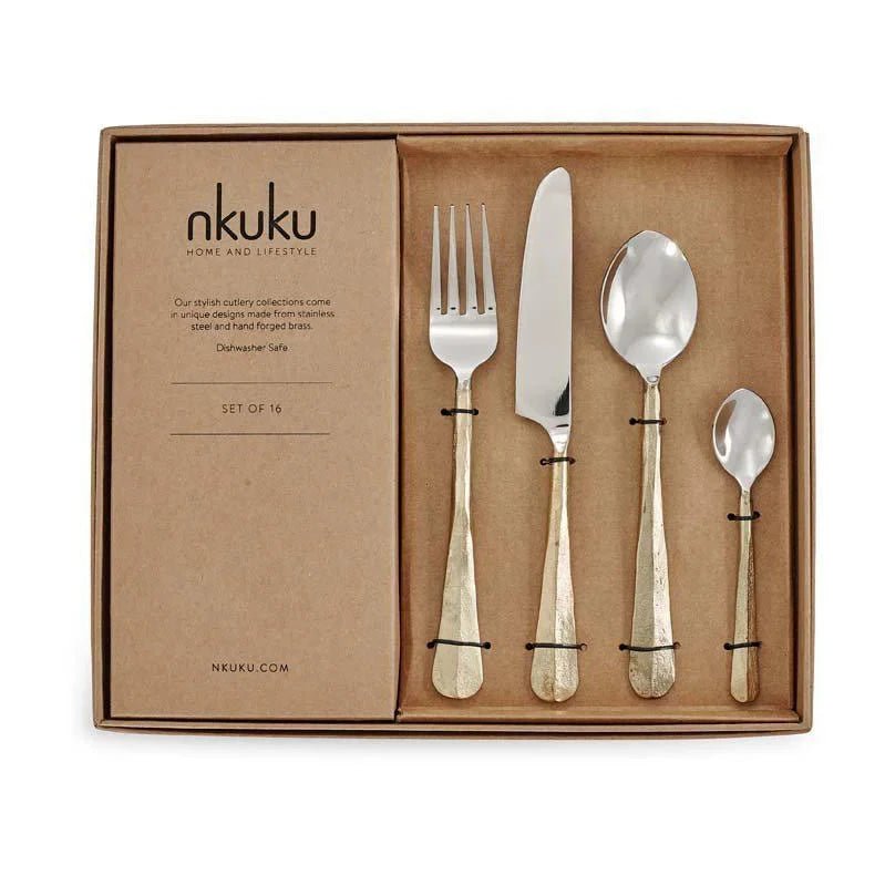 Osko Set Of 16 Brushed Gold Cutlery Set - OC3401 - Uneeka