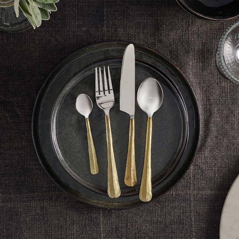 Osko Set Of 16 Brushed Gold Cutlery Set - OC3401 - Uneeka