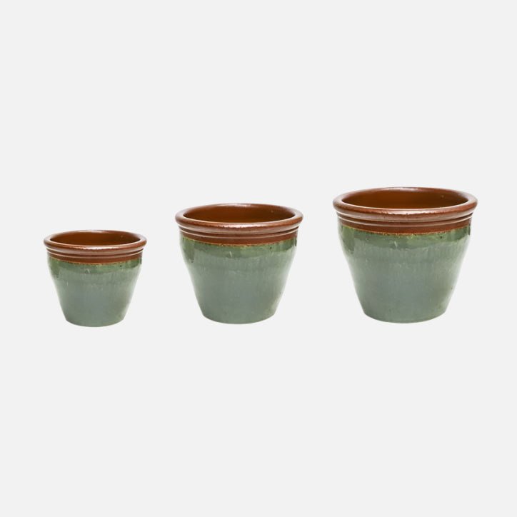 Outdoor Forest Glaze Rolled Rim Plant Pot - OMFGRP3 - SMALL - Uneeka