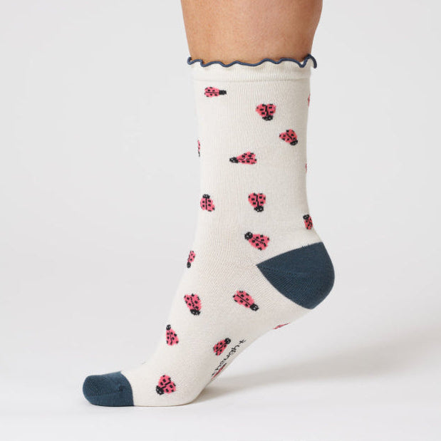 Thought Ladybird Organic Cotton Socks - TA457C Stone White - Uneeka