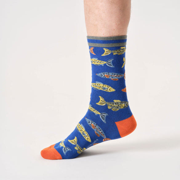 Thought River Fish Organic Cotton Socks - TA695C Navy Blue - Uneeka