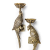 Pair Of Antique Gold Metal Parrot Wall Candle Sconces - AL168 - Uneeka