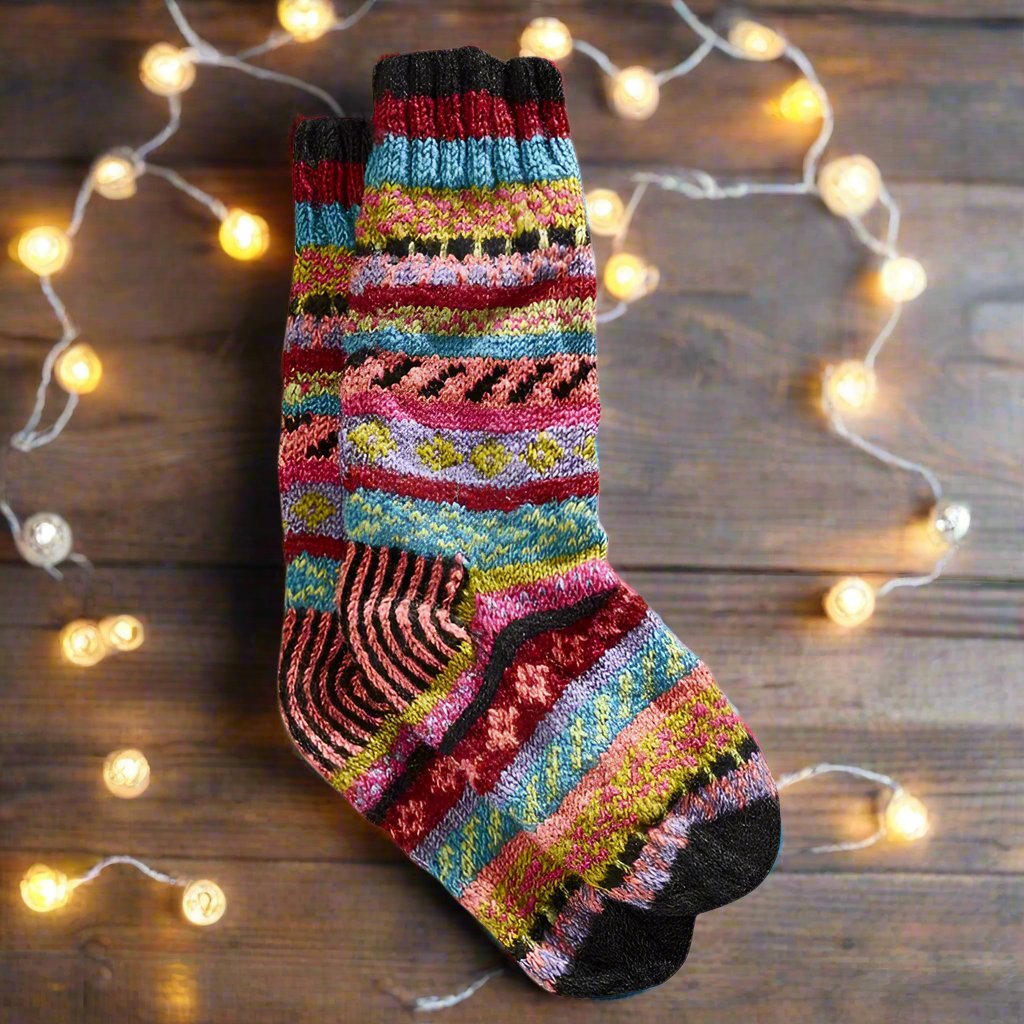 Pair of Ishya Multi Fair Isle Socks - SOCK384 - Uneeka