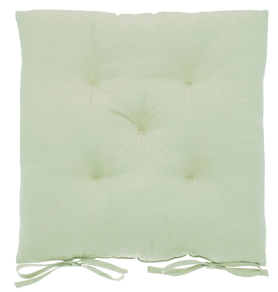 Pale Green Cotton Seat Pad with Ties - SFSPG - Uneeka