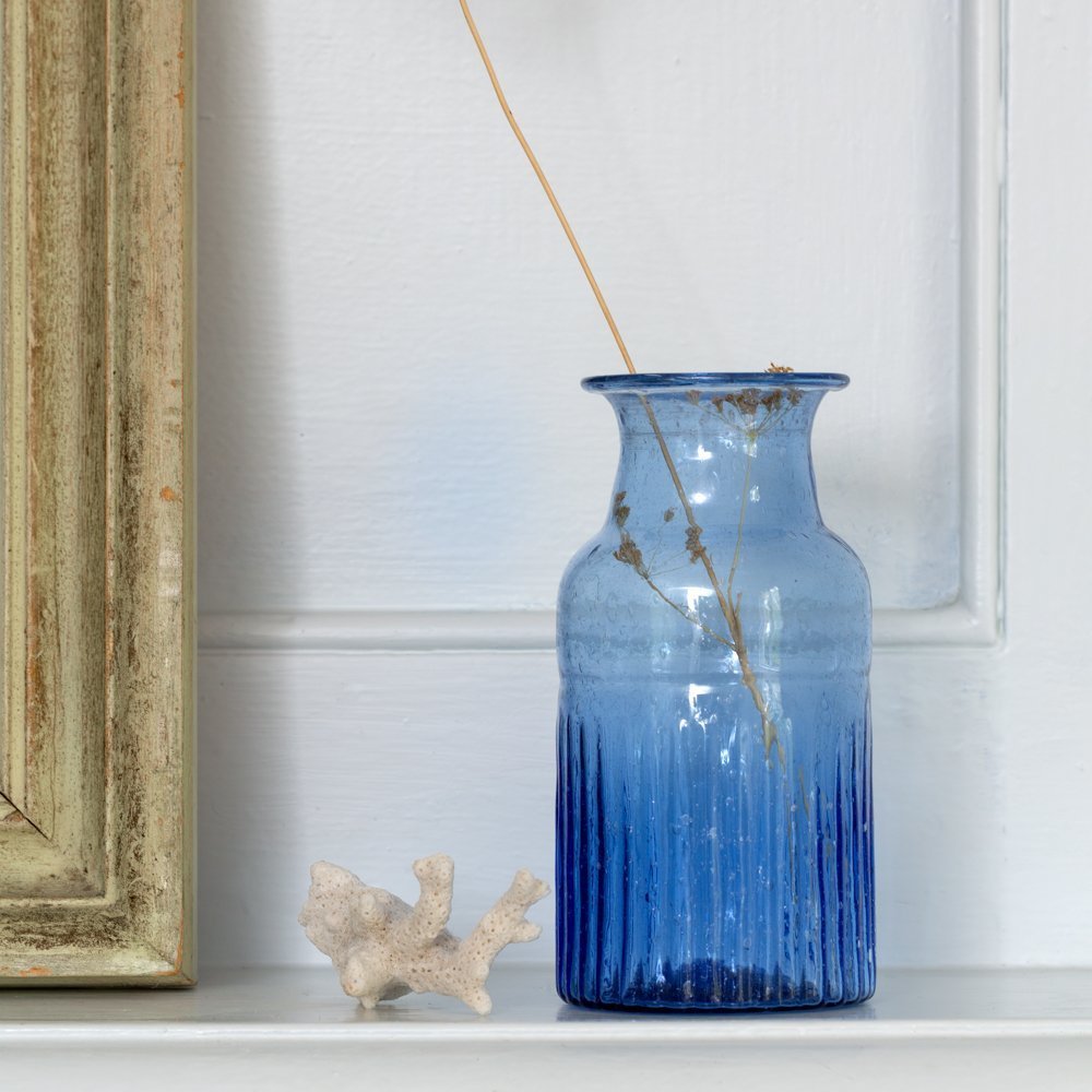 Pampa Vase Recycled Glass Lapis - MK21830 - Uneeka
